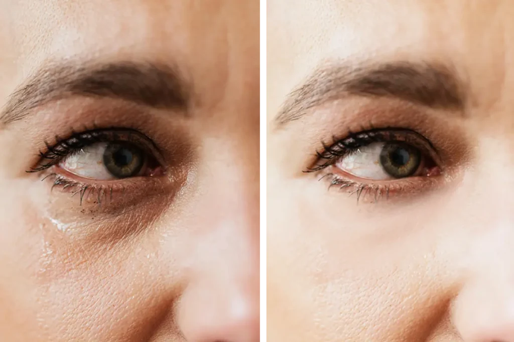 After and before Tear Trough Filler treatment