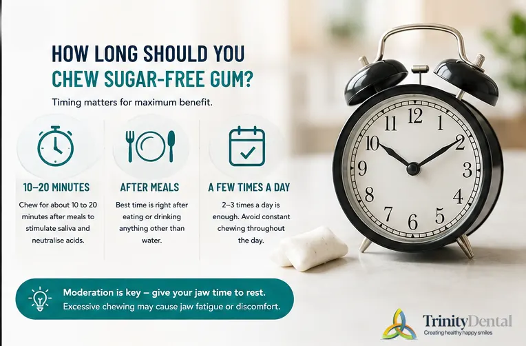describe time and duration of chewing gum as healthy habits
