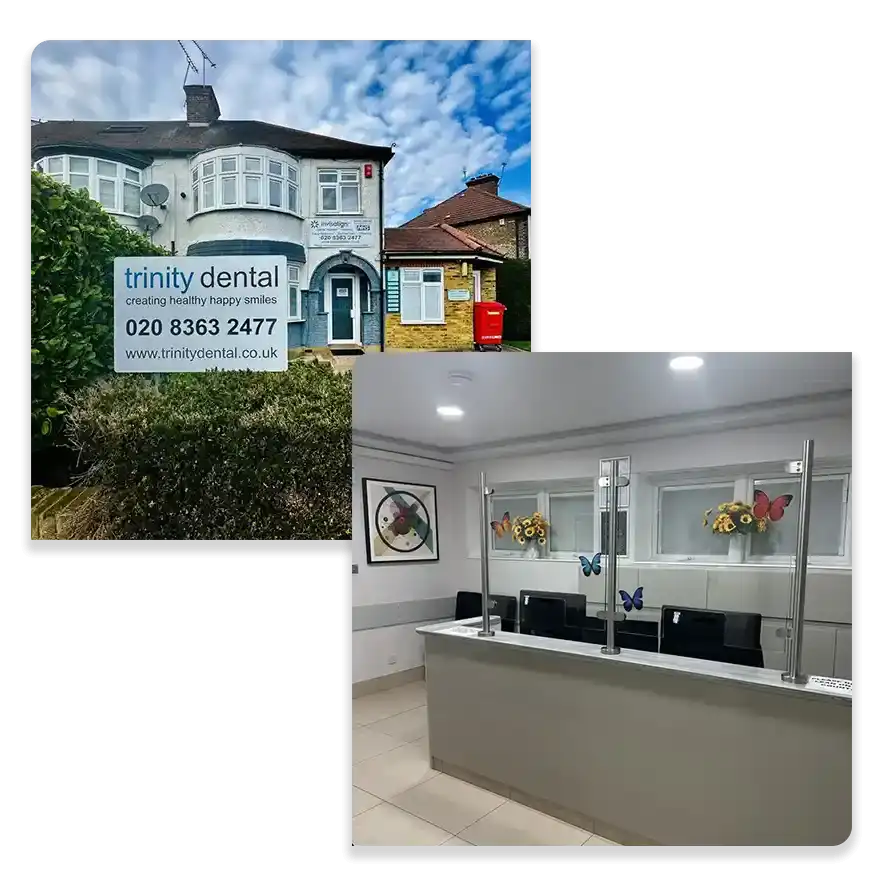 Trinity Dental Practice clinic building and waiting room